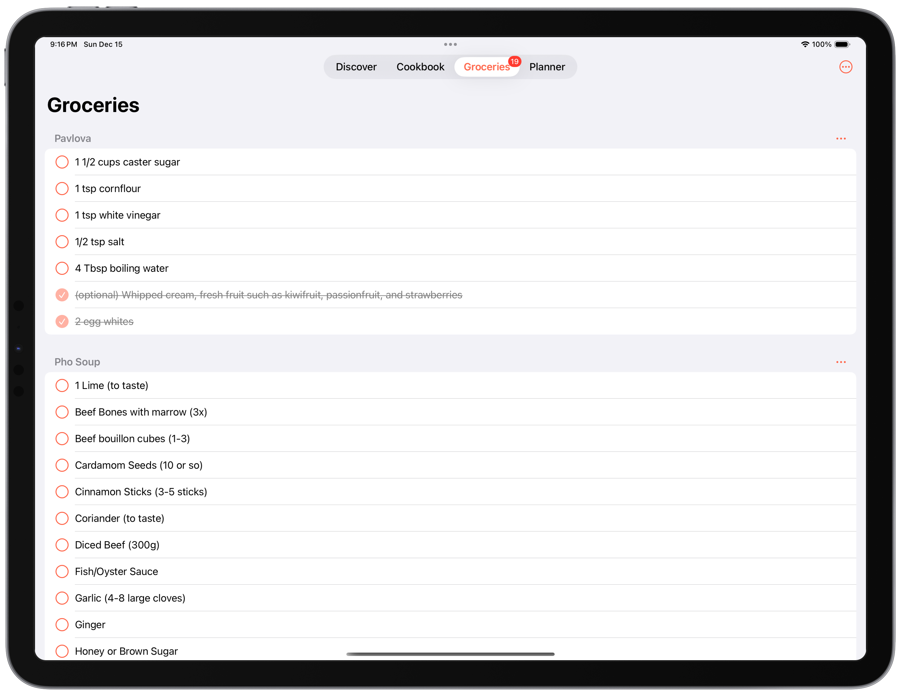Automatic Grocery List